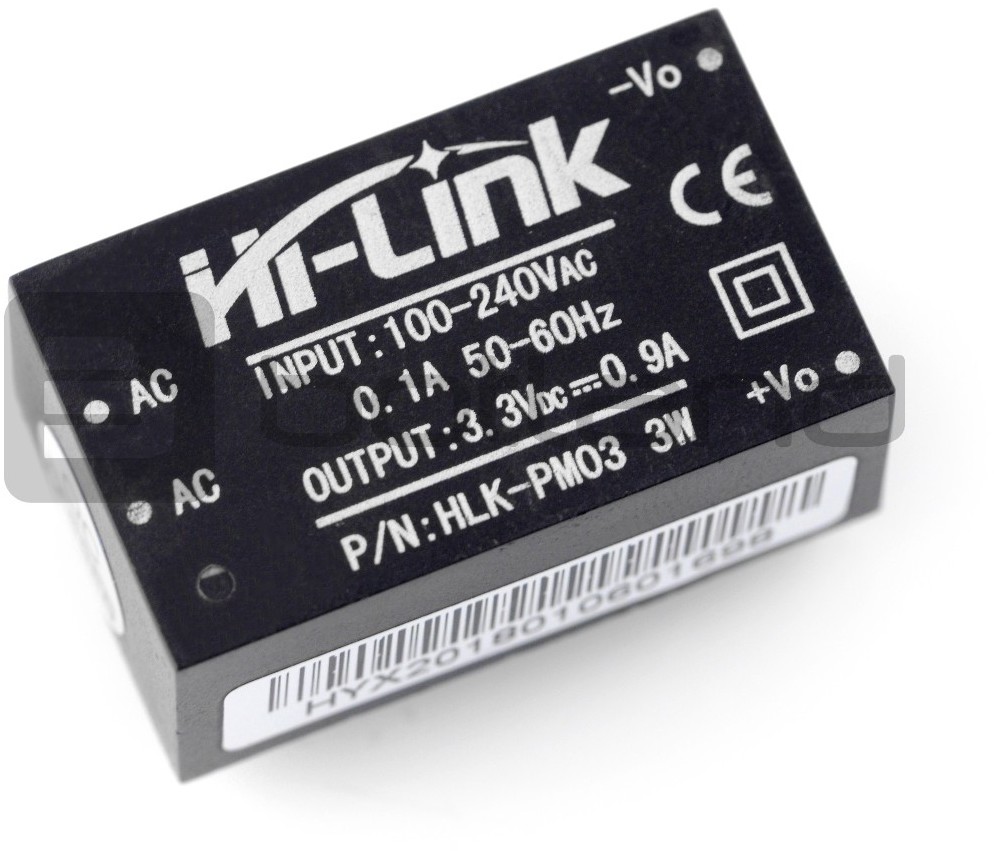 Zasilacz Hi-Link HLK-PM03 100V-240VAC / 3,3VDC - 1A DNG-10928