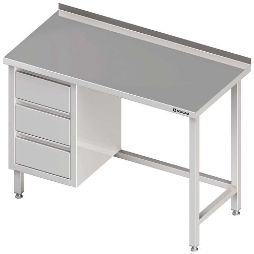 Stalgast Stół przyścienny z blokiem trzech szuflad (L) 1800x700x850 mm 980367180