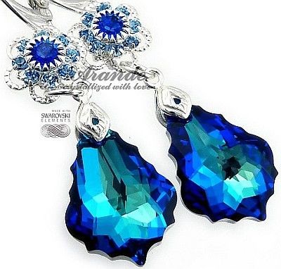 Swarovski Nowe Piękne Kolczyki Blue Baroque Feel
