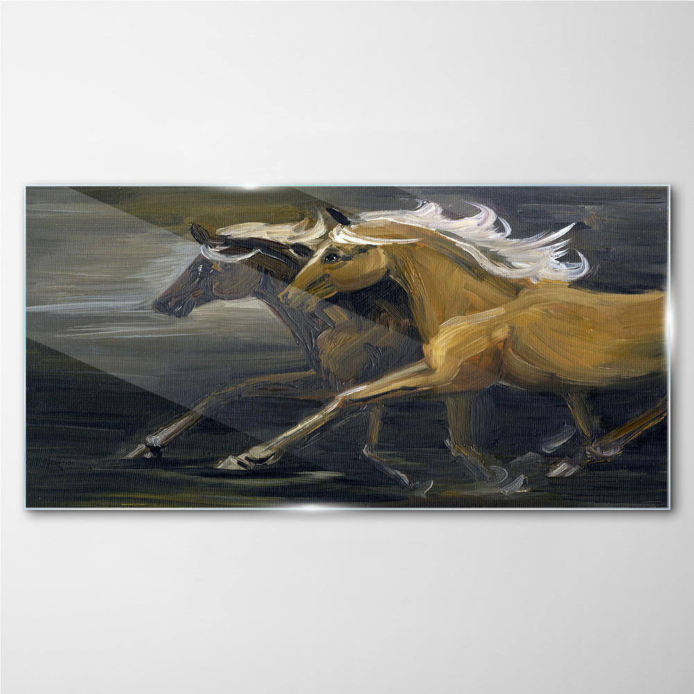 PL Coloray Obraz na Szkle Abstrakcja Zwierzęta Konie 140x70cm