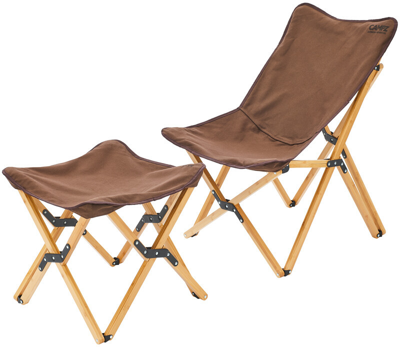 CAMPZ CAMPZ Bamboo Folding Chair Set with Cover and Footrest, brązowy  2022 Krzesła składane YHW9028-B