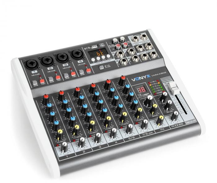 Vonyx Vonyx VMM-K802 Mikser 8-kanałowy, port USB, Bluetooth, 16 funkcji DSP, zasilanie fantomowe +48 V Sky-172.590