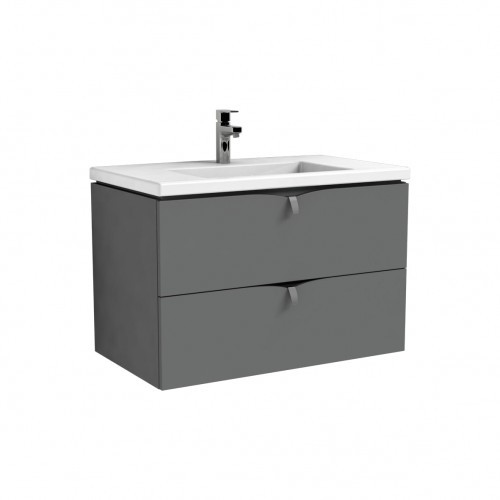 Oristo Szafka wisząca podumywalkowa SIENA 80 cm dwie szuflady CIEPŁY SZARY MAT-OR45-SD2S-80-12