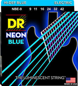 DR NBE 09 NEON BLUE struny do gitary elektrycznej neonowe, niebieskie 09-42