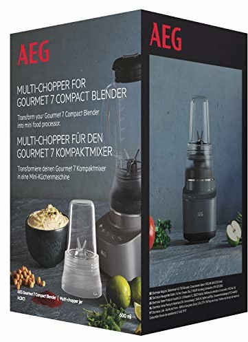 AEG ACBC1 (rozdrabniacz do Gourmet 7 kompaktowy mikser do rozdrabniania warzyw, owoców, orzechów i wielu innych, uniwersalny, łatwy do czyszczenia, nadaje się do mycia w zmywarce, kolor czarny), szkło ACBC1