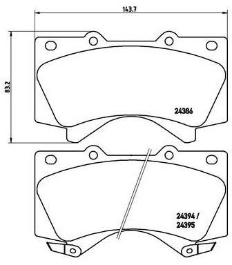 BREMBO Zestaw klocków hamulcowych, hamulce tarczowe P 83 107