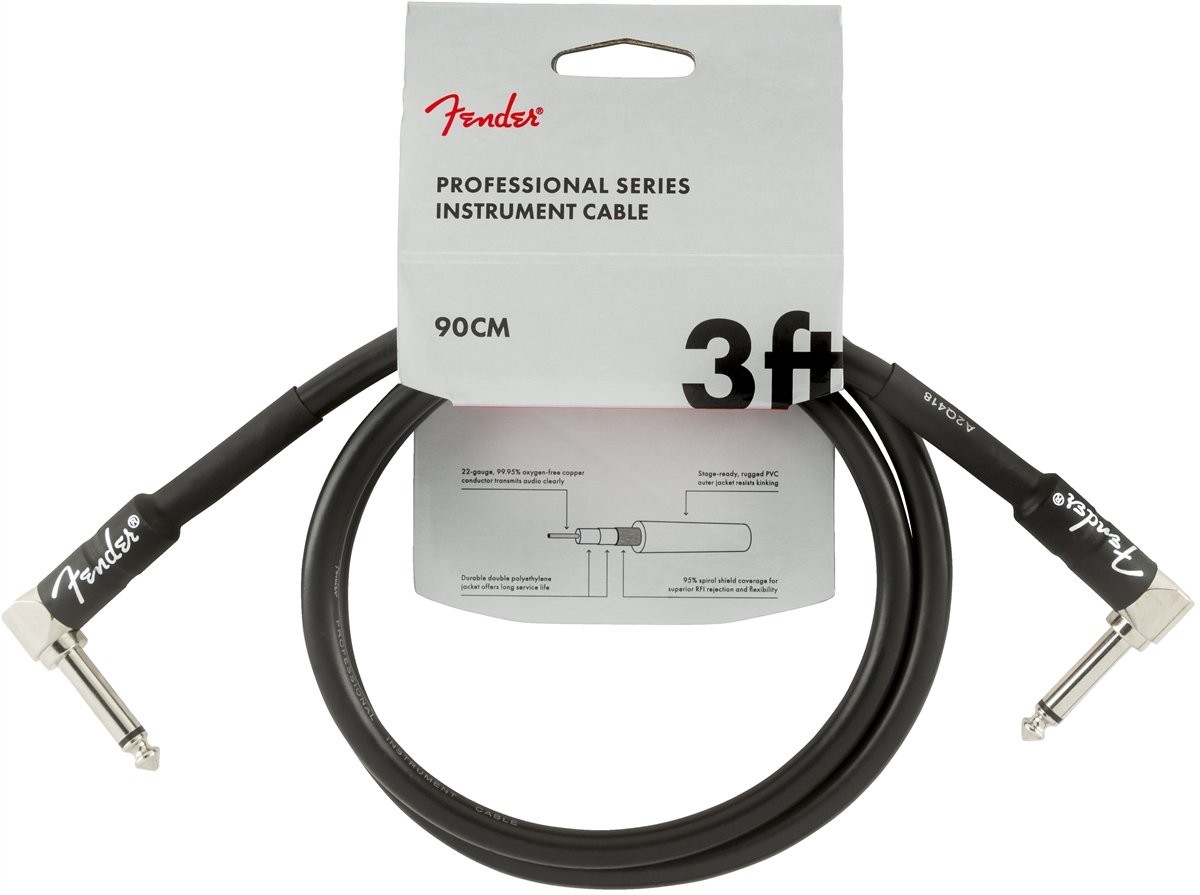 Fender kabel Professional Series, 0,9 m, czarny, 2 x kątowy