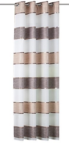 Home Fashion Home fashion 51777 | Zasłona ze szlufkami Walter | blickdichter żakardowy materiał dekoracyjny z pasów poprzecznych i wzorem 051777-0112 cappuccino 175/140 cm