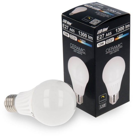 Zdjęcia - Żarówka LINE  LED  E27 170-250V 13W 1300lm 4000K A65 biała dzienna ściemnial 