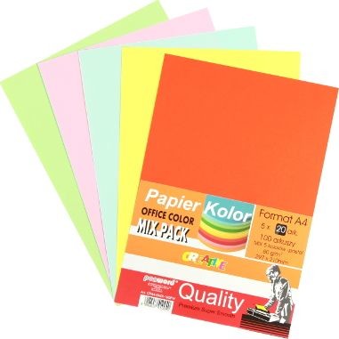Polsirhurt Papier ksero A4 80g mix kolorów 100 arkuszy 5902557410040