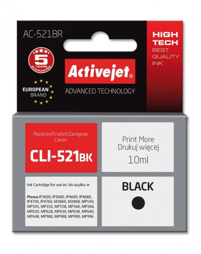 ActiveJet Active Jet Tusz ACR-521Bk Zamiennik Canon CLI-521Bk (TBC-CLI521B)