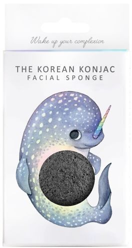 Konjac Sponge Konjac Sponge Gąbka Mityczny Narwal z bambusowym węglem drzewnym dla skóry tłustej, problematycznej