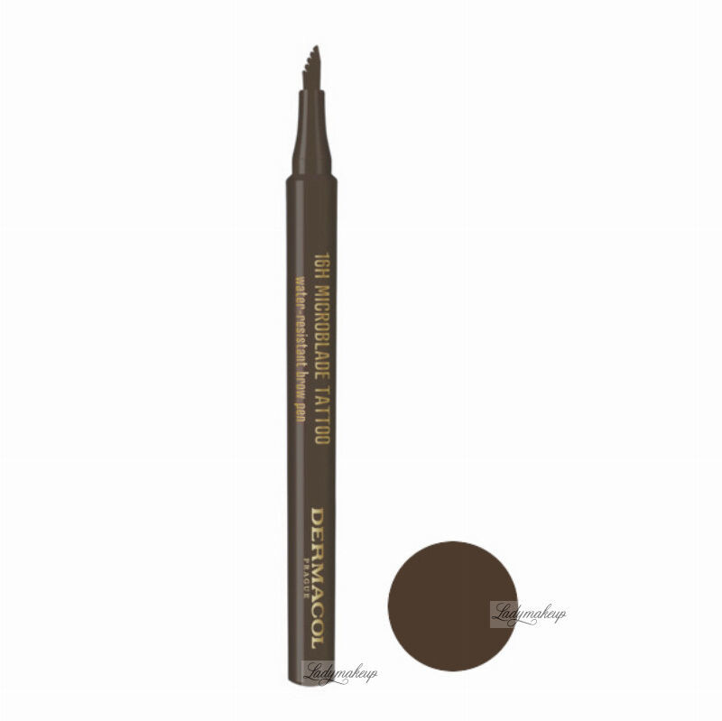 Dermacol 16H MICROBLADE TATTOO - Water-Resistant Brow Pen - Pisak do brwi - 03