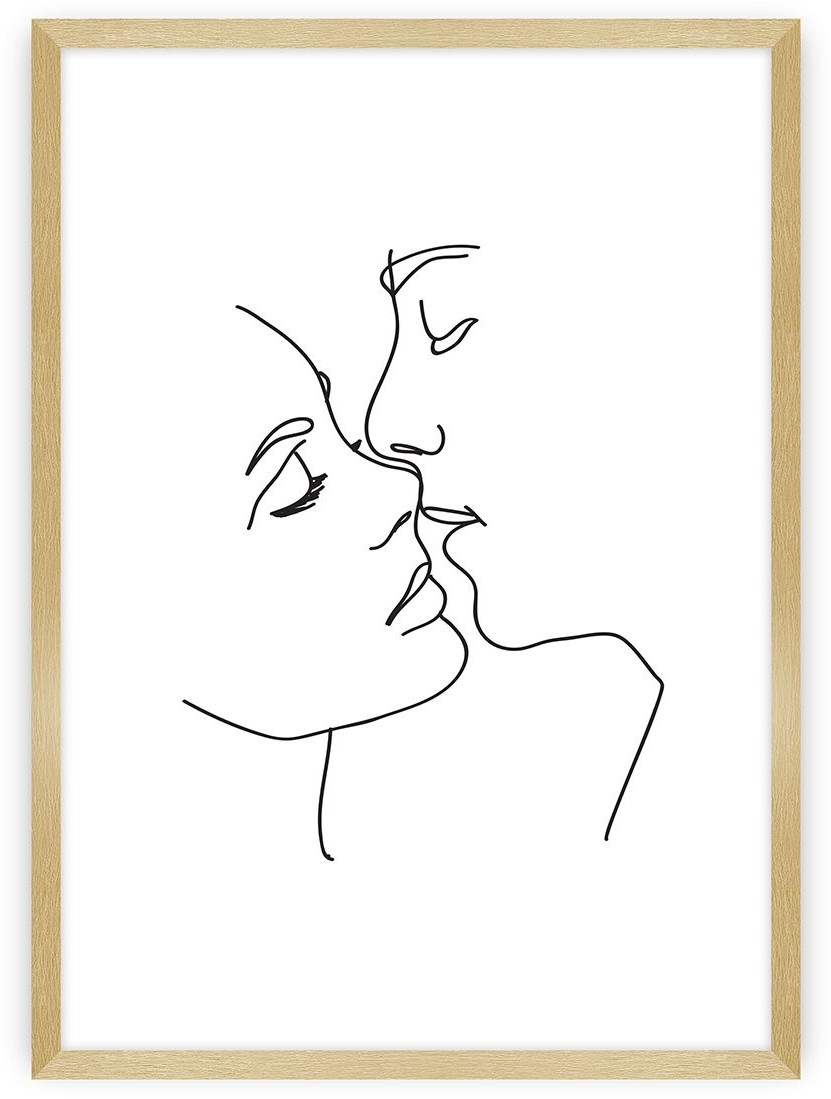 Dekoria Dekoria Plakat Kiss Line 30 x 40 cm Ramka Złota 219A-000-42