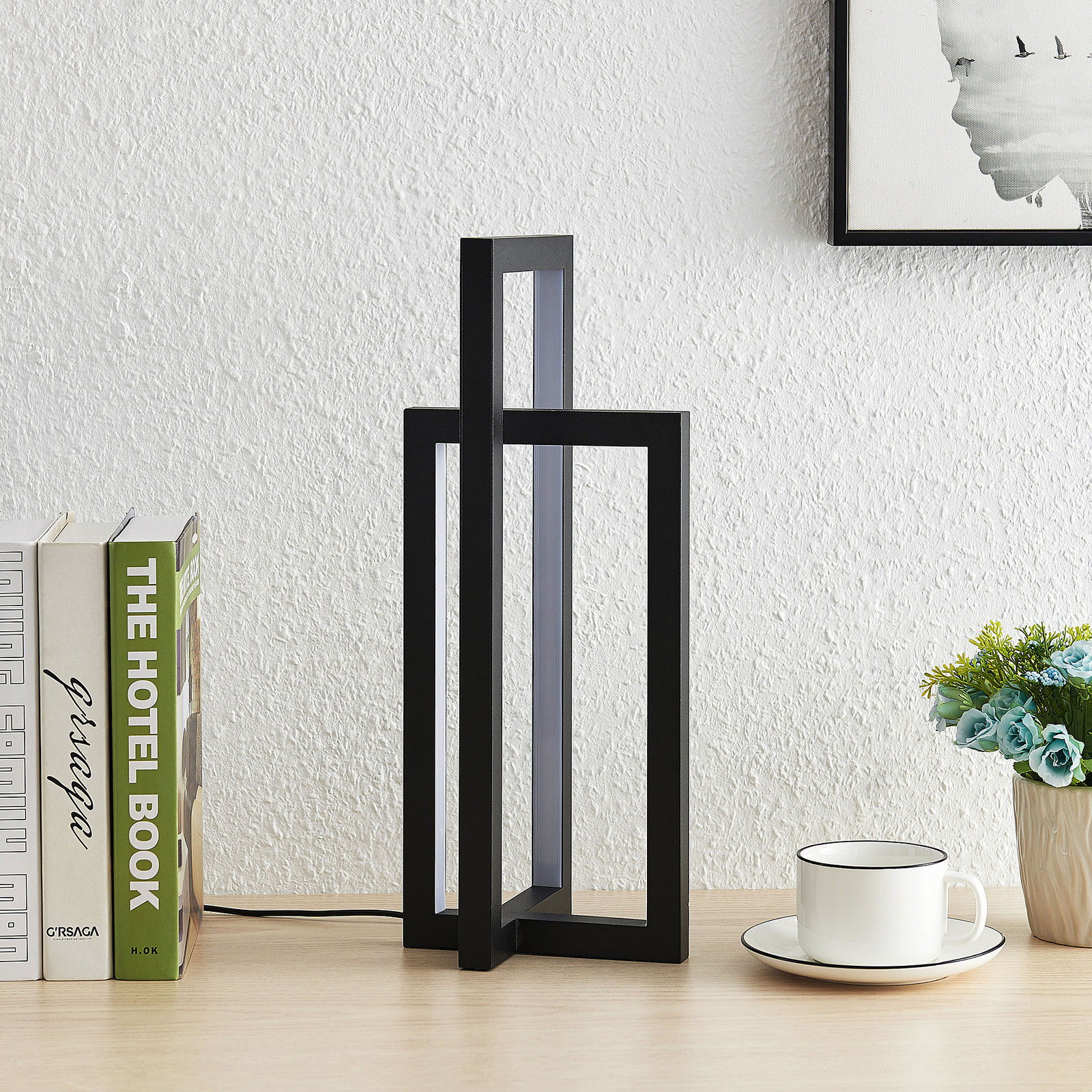 LUCANDE Lucande Hylda lampa stołowa LED czarna