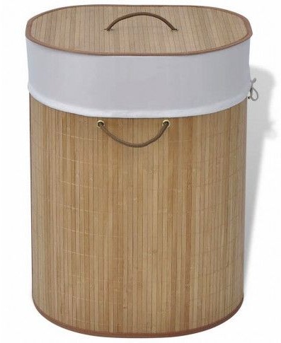 Owalny bambusowy kosz na pranie T1-T70
