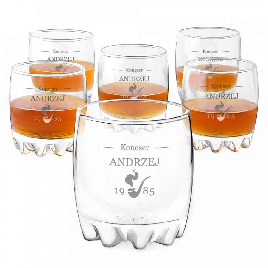 Murrano Szklanki grawerowane sylwana x6 fajka dla konesera whisky 6xSZS-033