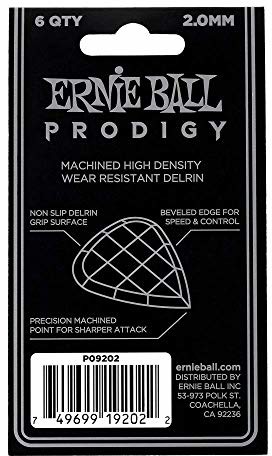 Ernie Ball 2,0 mm białe standardowe kostki gwiazdkowe 6-pak P09202