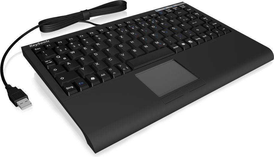 RaidSonic IcyBox KeySonic mini klawiatura smart touchpad USB 2.0 Czarna ACK-540U+
