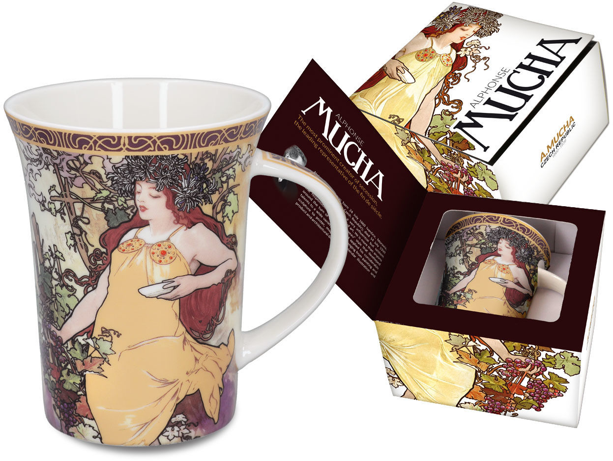 Carmani KUBEK PORCELANOWY ALFONS MUCHA - JESIEŃ - 4 PORY ROKU