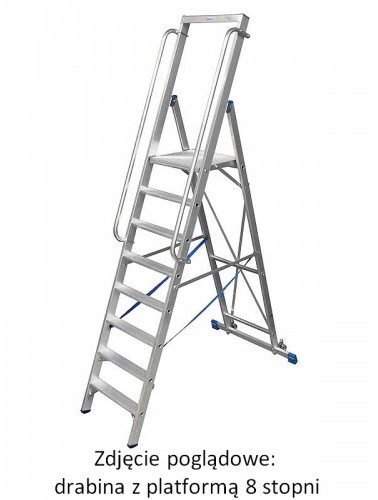 Krause Stabilo drabina z platformą i poręczami 4 stopnie + rolki 127747