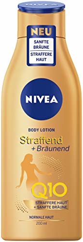 NIVEA balsam do ciała ujędrniający + opalający Q10 (200 ml), pielęgnacja delikatnej opalenizny o świeżym letnim zapachu, ujędrniający krem do pielęgnacji skóry Anti-Age z Q10