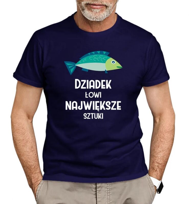 Koszulkowy Dziadek łowi największe sztuki - męska koszulka z nadrukiem 12438
