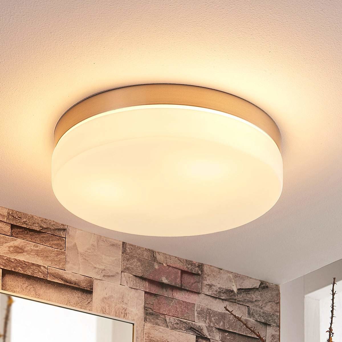 Lampa sufitowa Amilia z niklowaną podstawą, IP44