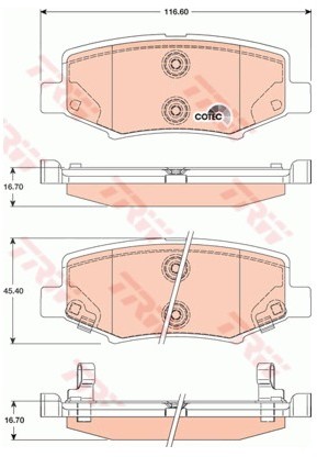 TRW Zestaw klocków hamulcowych, hamulce tarczowe GDB4145