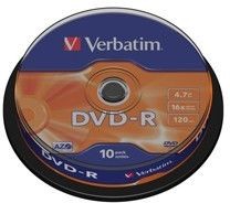 Verbatim DVD-R 16x 4,7GB 10p cake box DataLife+AZO+,scratch res, bez nadr, mat 43523