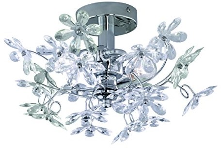 Reality Leuchten Reality lampy lampa sufitowa lampa ścienna z wyraźnym i kolorowymi kwiatami, 2 X E14 maksymalnie 40 W bez źródeł światła, średnica 38 cm, chrom, r20012017 R20012017