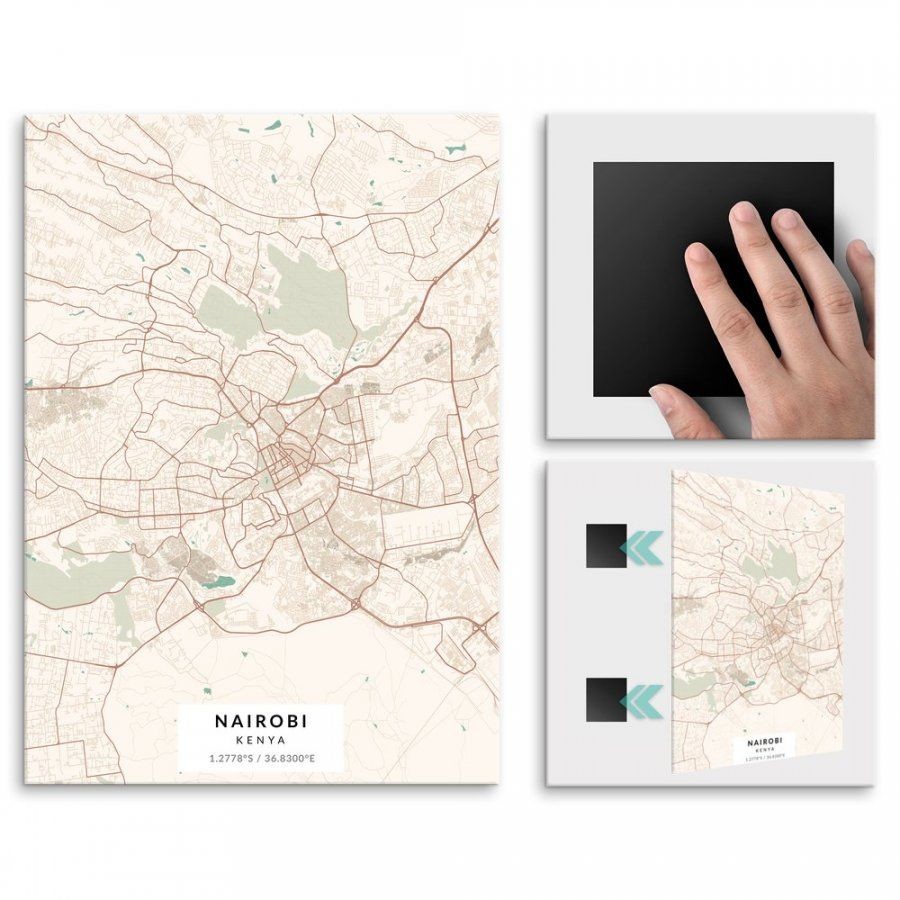 Pix4home Plakat metalowy Mapa Vintage Nairobi L POS-L-03598