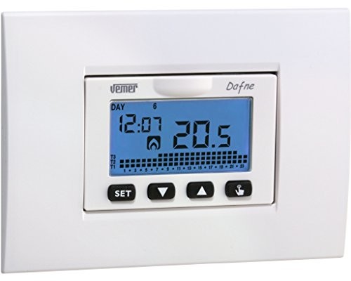 Vemer termostat pomieszczenia zegarek vn166500 Dafne program na cały tydzień montażu montażu duży wyświetlacz LCD z podświetleniem 3 stopni temperatury VN166500