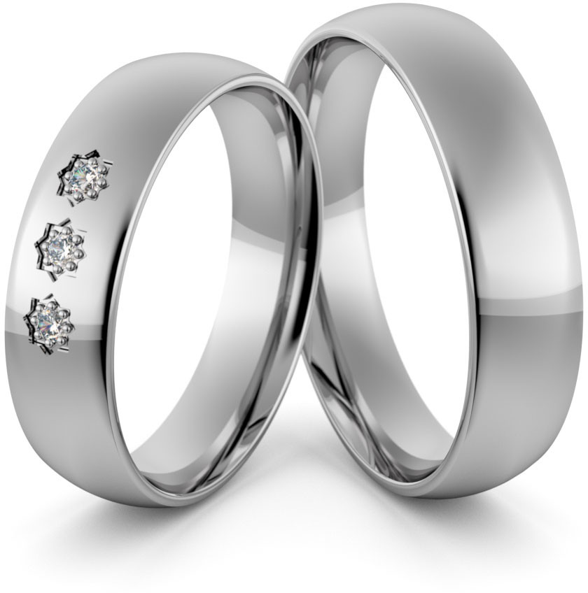 Eminence Obrączki ślubne palladowe 5 mm z brylantami - Pd-63 Pd-63