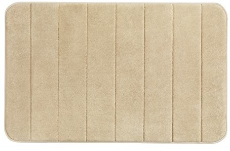Wenko WENKO dywanik łazienkowy Foam Stripes, Piaskowy mata łazienkowa, antypoślizgowa, bardzo miękka jakość z pianką memory, poliester, beżowy, 80 x 50 x 0.1 cm 23108100