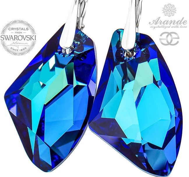 Swarovski piękne kolczyki GALACTIC BERMUDA BLUE SREBRO