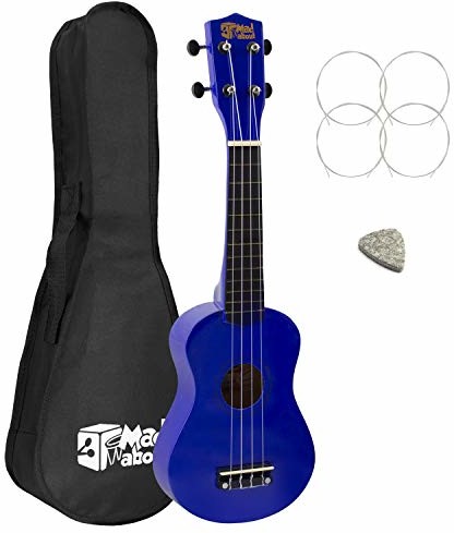 Mad About Leworęczne ukulele sopranowe dla początkujących w kolorze niebieskim z bezpłatną torbą SU8-LH-BL