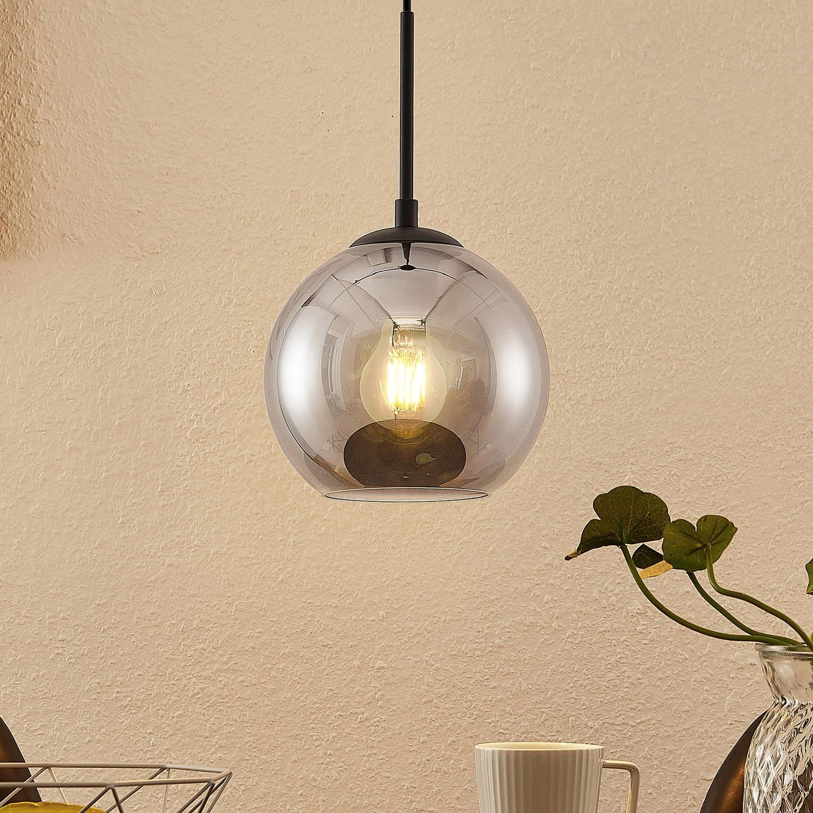 Lindby Jurian lampa wisząca dymiona czarna 1-pkt.