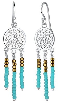 Elli Kolczyki damskie łapacz snów kula Boho ornament  srebro 925  0305570417 0305570417