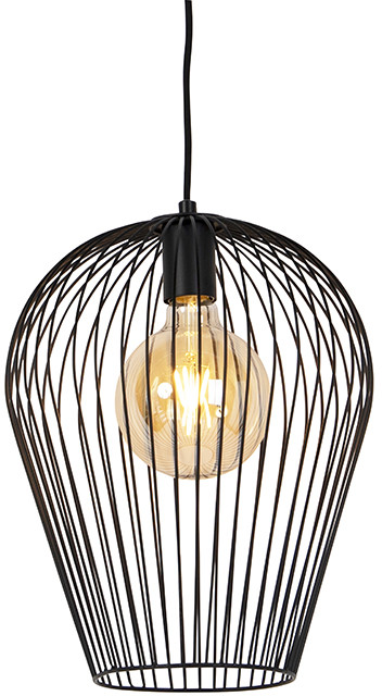 QAZQA Designerska lampa wisząca czarna - Wire Ario