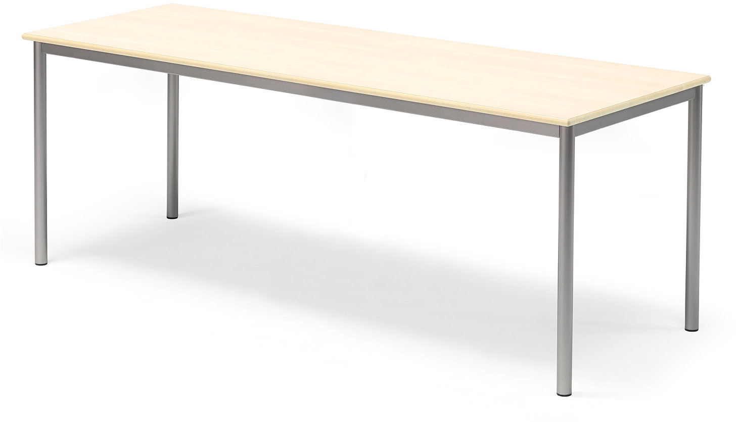 AJ Produkty Stół Sonitus, 1800x700x720 mm, rama srebrna, dźwiękochłonny HPL, brzoza