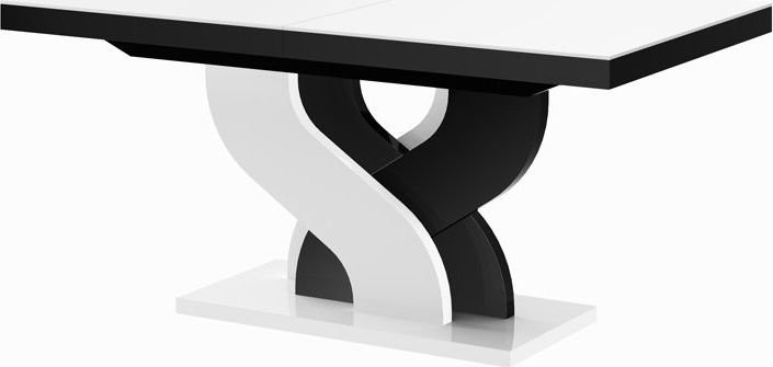 Hubertus Stół BELLA 160256 x89 biały połysk/czarny połysk rozkładany HS-BELLA-WB