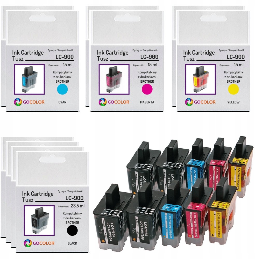 10X tusz zamienny z Brother LC-900 Cmyk DCP-115C