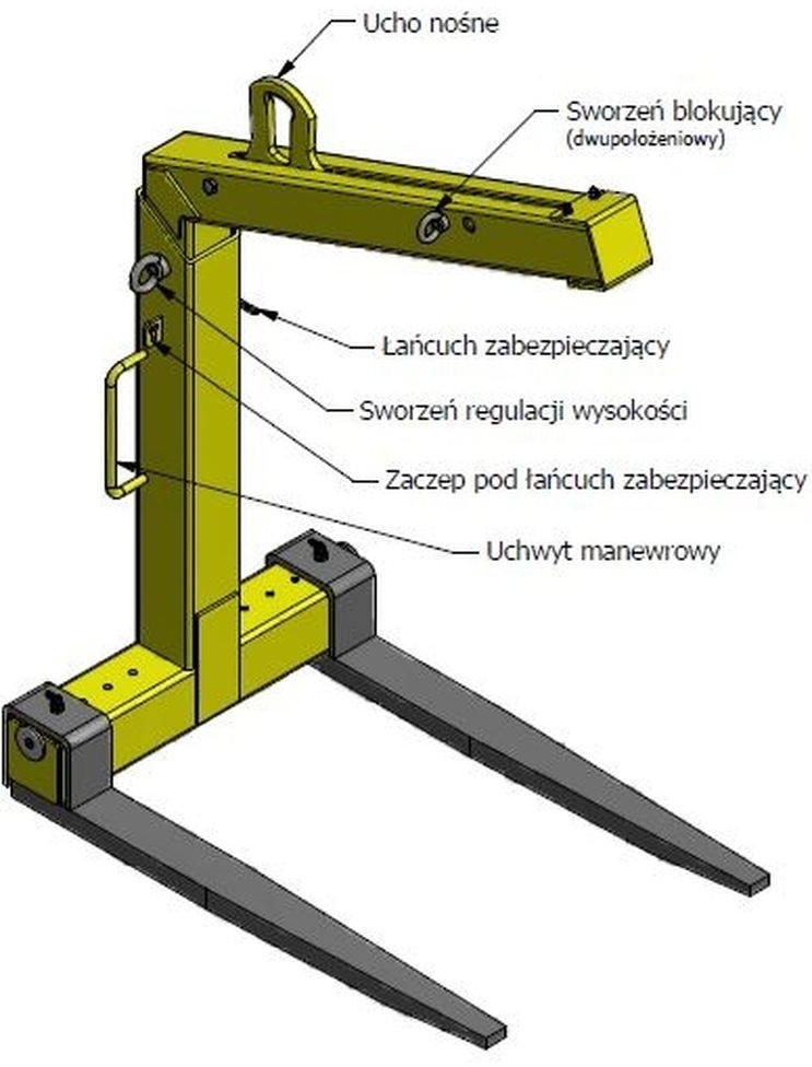 339 33969644 Zawiesie widłowe samopoziomujące udźwig 3 T długość wideł 800 mm) 69644-uniw
