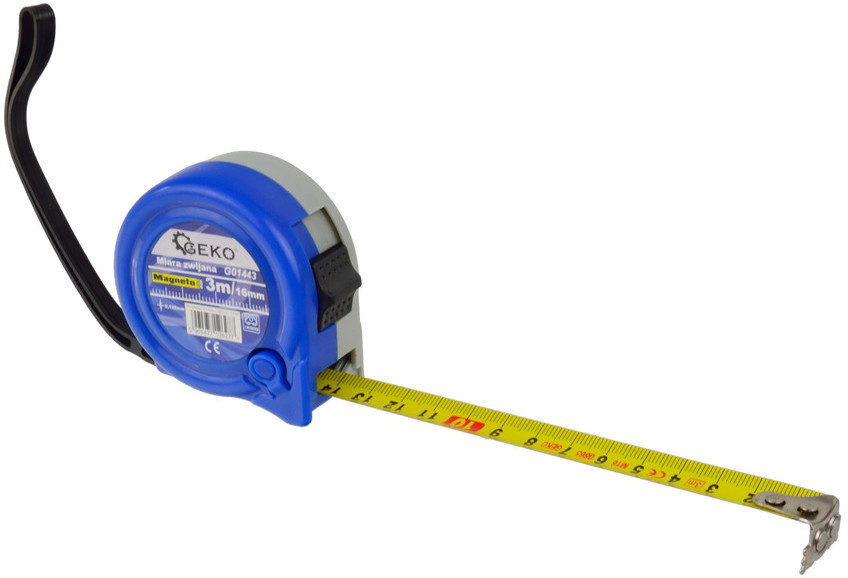 Geko Miara Taśma Zwijana Stalowa 3Mx16MM Blokada