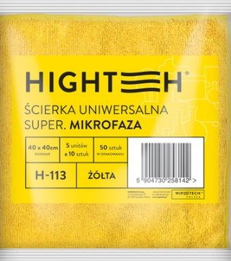 Hightech Hightech Uniwersalna ściereczka z mikrofazy 40x40 cm Żółta H-113