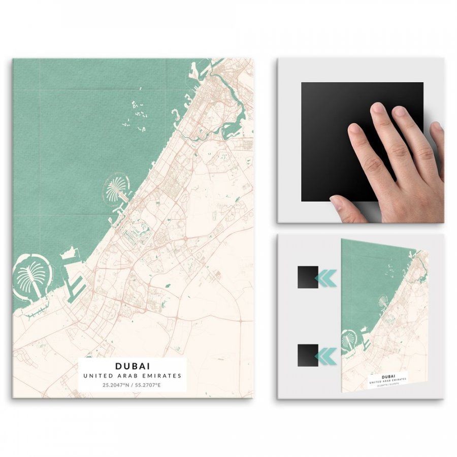 Pix4home Plakat metalowy Mapa Vintage Dubaj M POS-M-03839