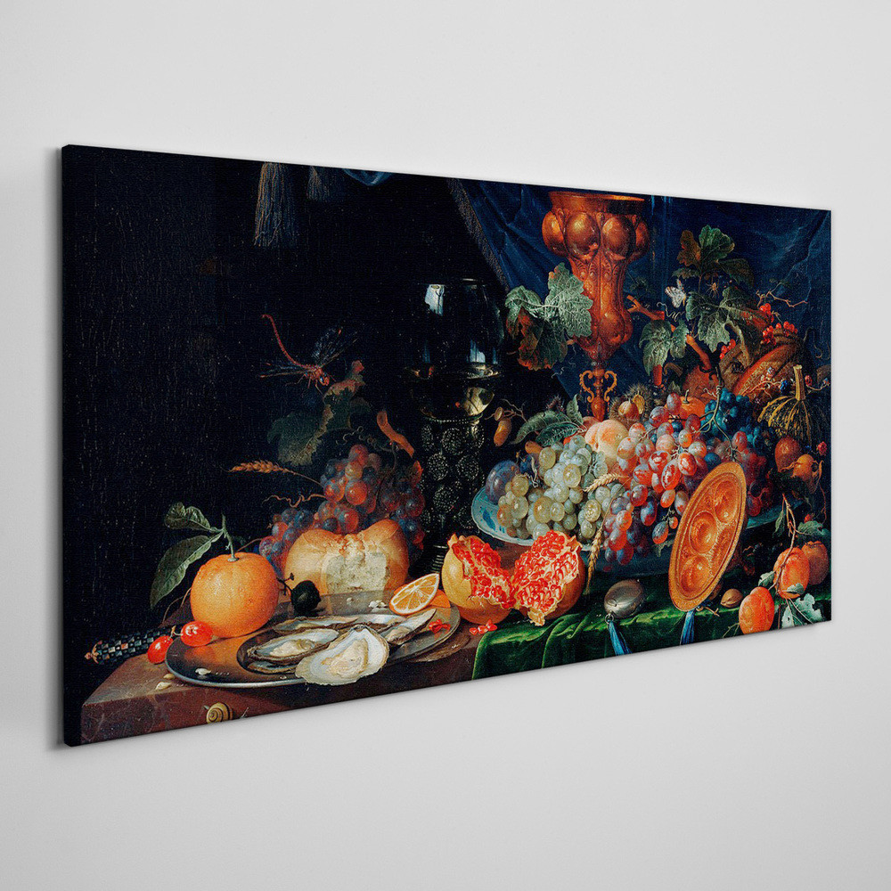 PL Coloray Obraz Canvas Martwa natura owoce i ostrygi 100x50cm