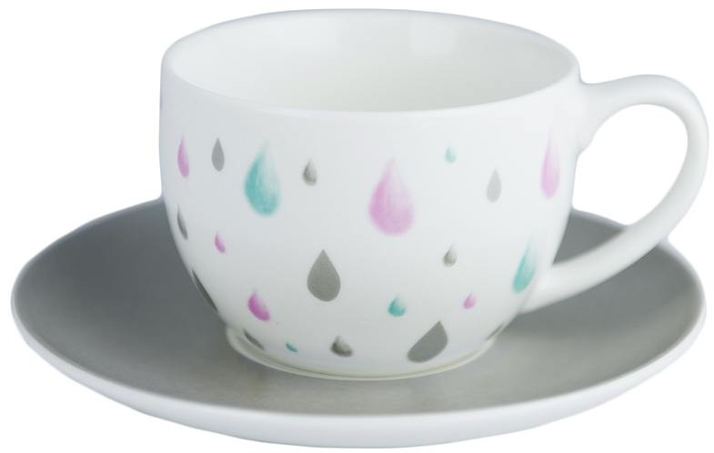 Ashdene Filiżanka Do Kawy I Herbaty Porcelanowa Ze Spodkiem Ashdene Raindrop Biała 250 Ml