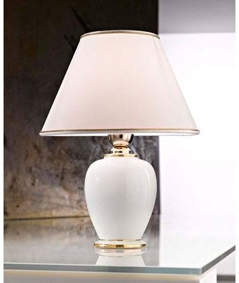 Austrolux Kolarz lampa stołowa Giardino 24-karatowego złota ręcznie, Made in Italy, klosz lampy z bawełny 0014.73.6